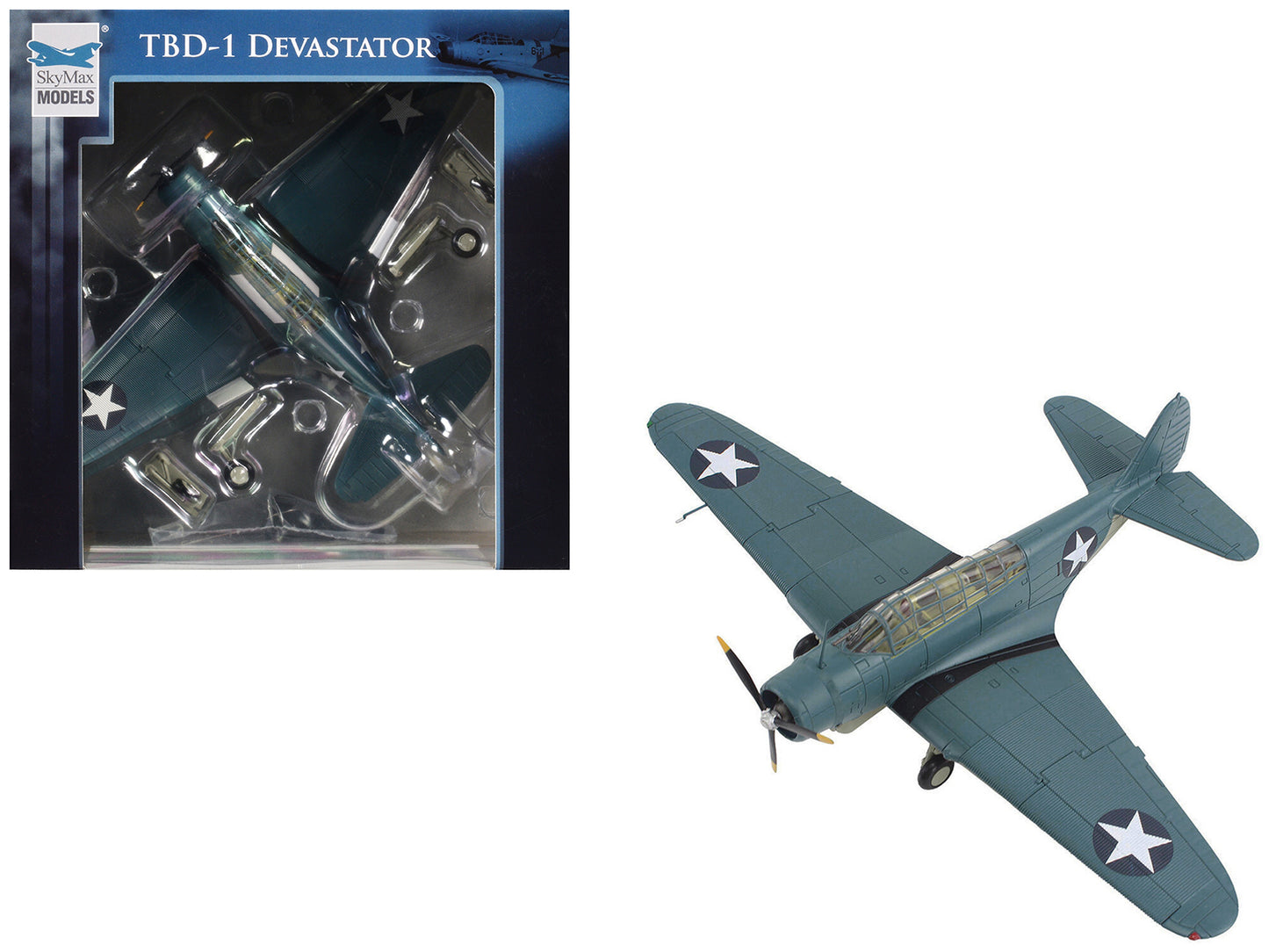 Douglas TBD-1 Devastator Bomber Aircraft "Battle of Midway Lt Cdr EE Lindsey VT-6 USS Enterprise" (1942) United States Navy "SkyMax Models" Series 1/72 Diecast Model by Hobby Master-DiecastModeler.com