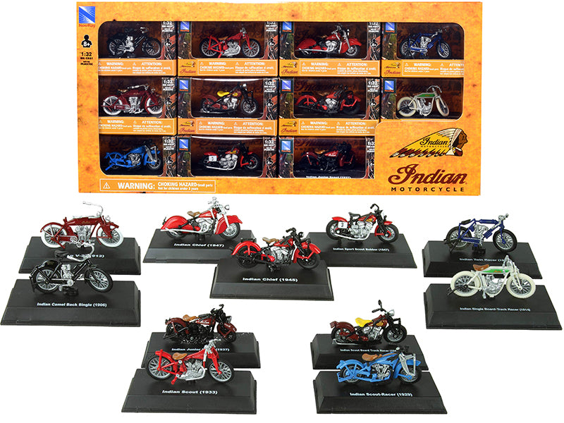 "Indian Motorcycle" Set of 11 pieces 1/32 Diecast Motorcycle Models by New Ray-DiecastModeler.com