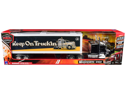 Kenworth W900 Truck Black with Dry Van Trailer "Tribute To Truckers Keep on Truckin'" "Long Haul Truckers" Series 1/32 Diecast Model by New Ray-DiecastModeler.com
