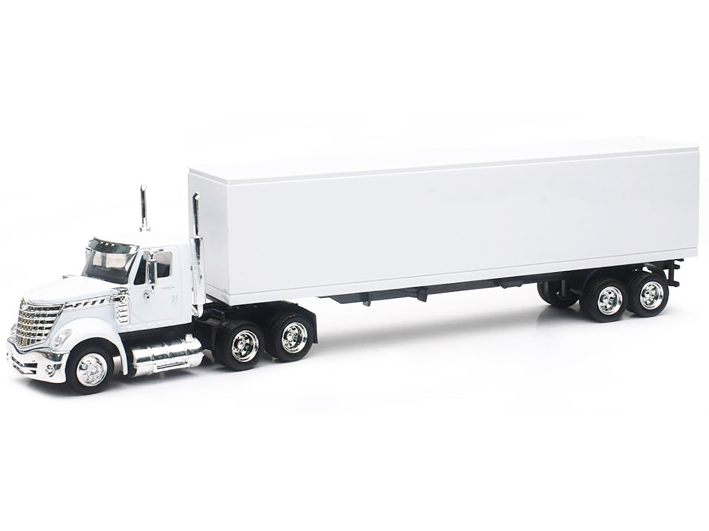 International LoneStar Truck with Dry Goods Trailer White "Long Haul Truckers" Series 1/43 Diecast Model by New Ray-DiecastModeler.com