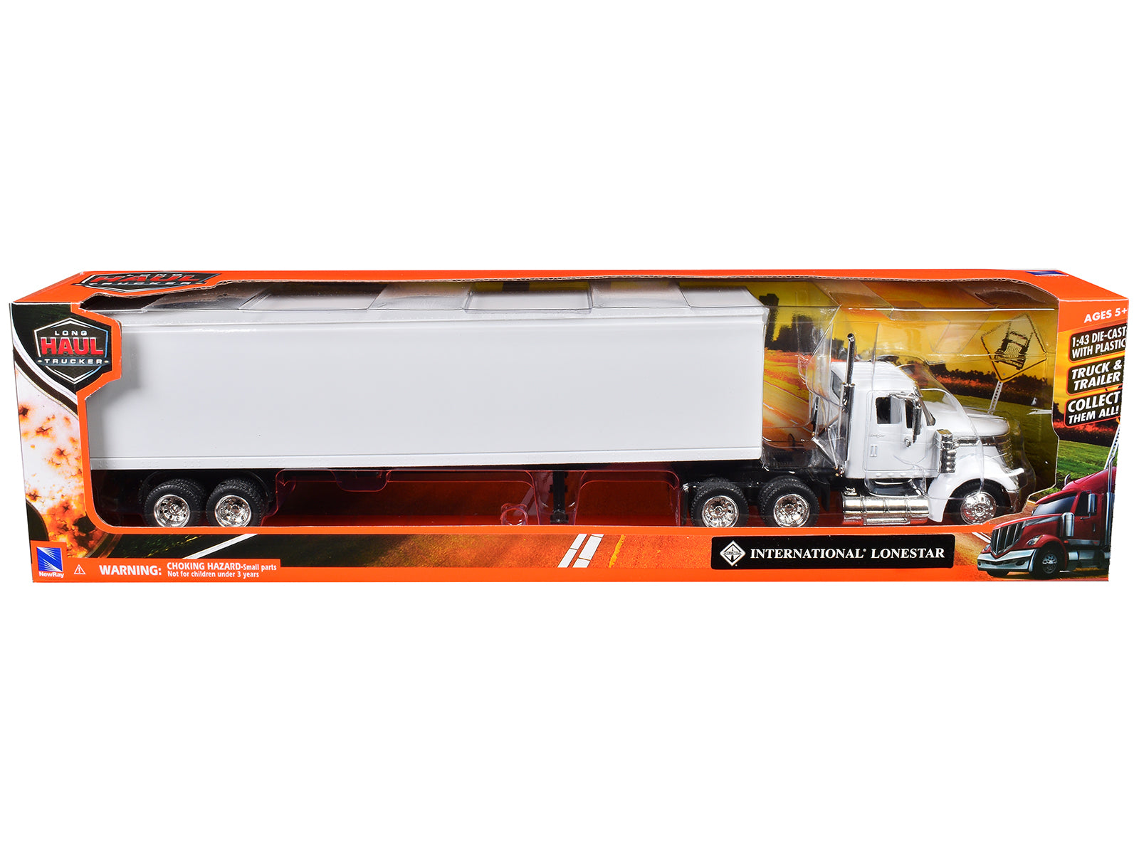 International LoneStar Truck with Dry Goods Trailer White "Long Haul Truckers" Series 1/43 Diecast Model by New Ray-DiecastModeler.com