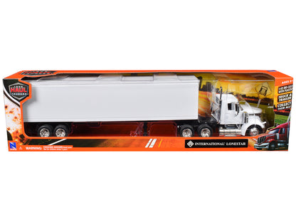 International LoneStar Truck with Dry Goods Trailer White "Long Haul Truckers" Series 1/43 Diecast Model by New Ray-DiecastModeler.com