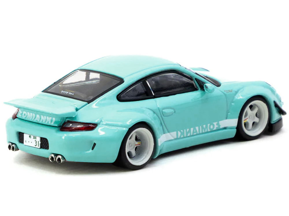 RWB 997 "Lomianki" Light Blue with White Stripes "Hobby64" Series 1/64 Diecast Model Car by Tarmac Works