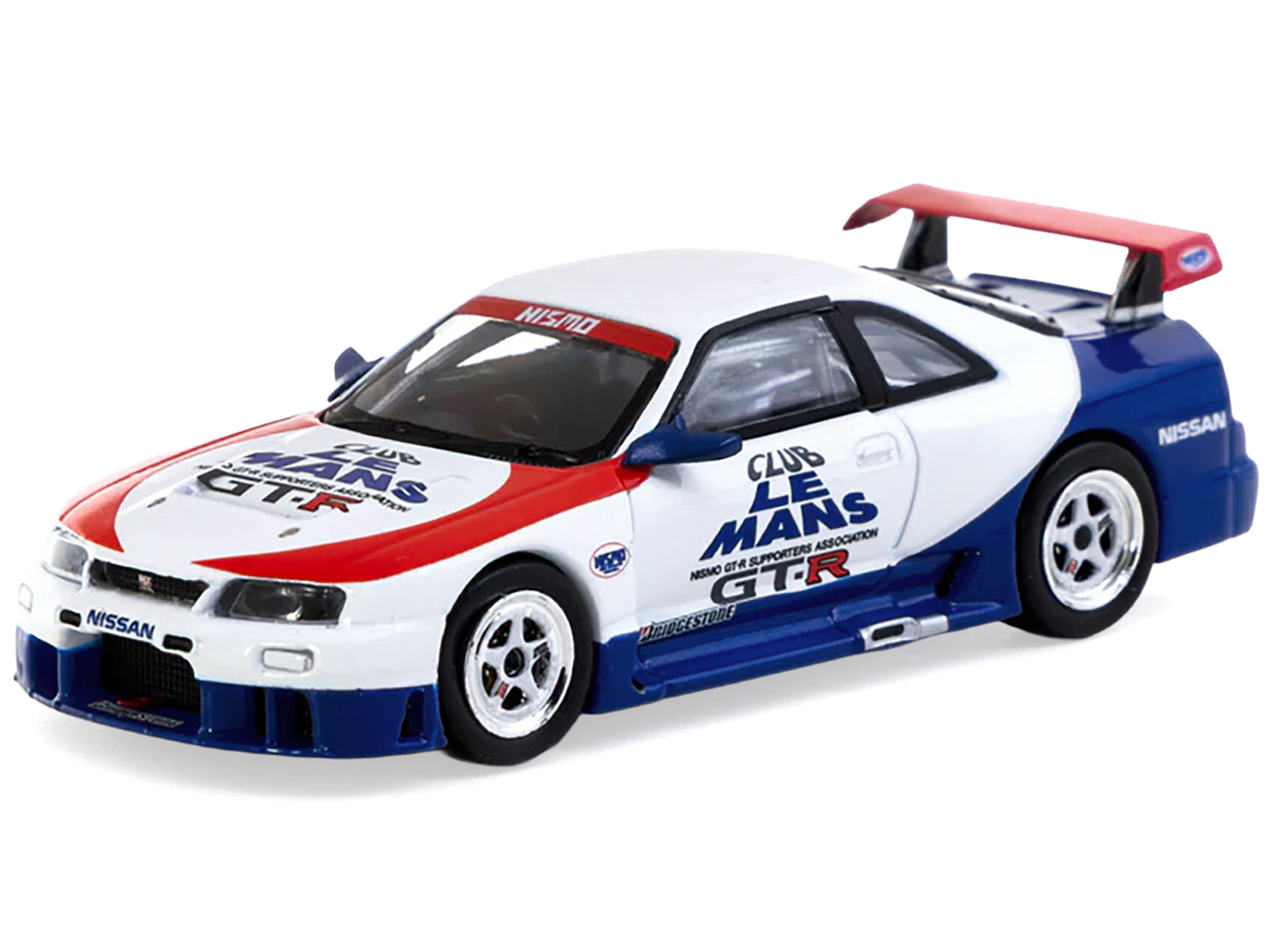Nissan Nismo GT-R LM RHD (Right Hand Drive) "1995 Launch Version" White with Red and Blue Accents "Hobby64" Series 1/64 Diecast Model Car by Tarmac Works-DiecastModeler.com