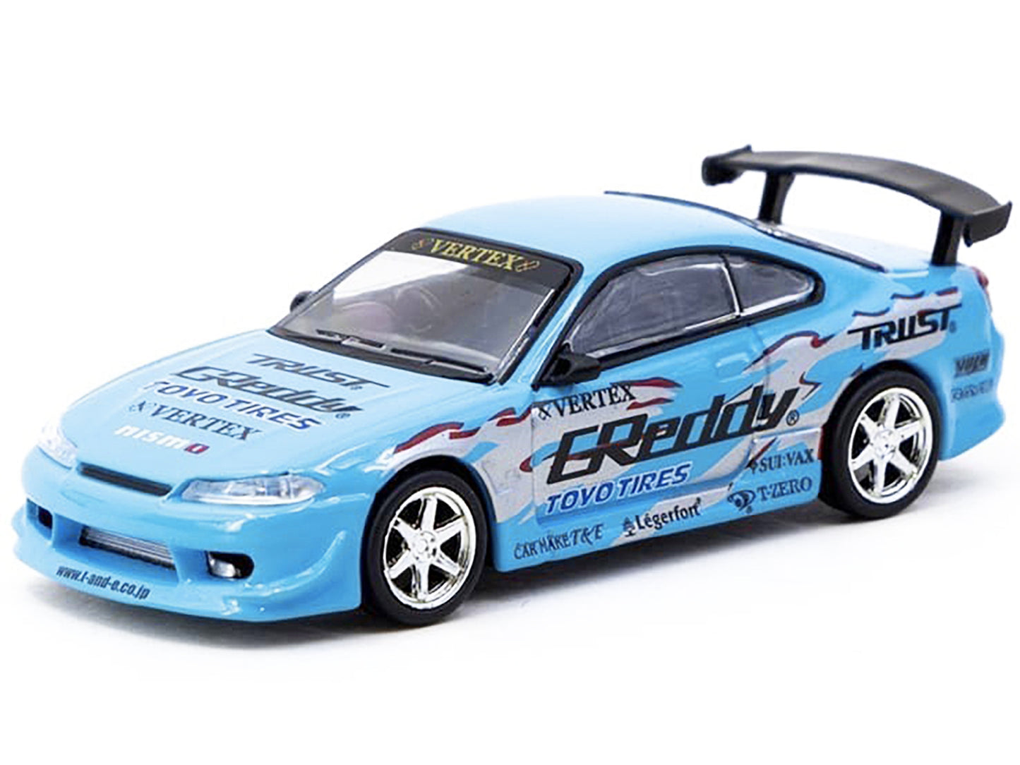 Nissan Silvia (S15) Vertex RHD (Right Hand Drive) "GReddy" Light Blue "Global64" Series 1/64 Diecast Model by Tarmac Works-DiecastModeler.com