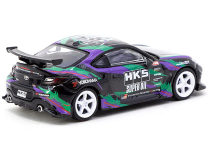 Toyota GR86 RHD (Right Hand Drive) "HKS" Black with Graphics "Global64" Series 1/64 Diecast Model by Tarmac Works-DiecastModeler.com