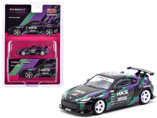 Toyota GR86 RHD (Right Hand Drive) "HKS" Black with Graphics "Global64" Series 1/64 Diecast Model by Tarmac Works-DiecastModeler.com
