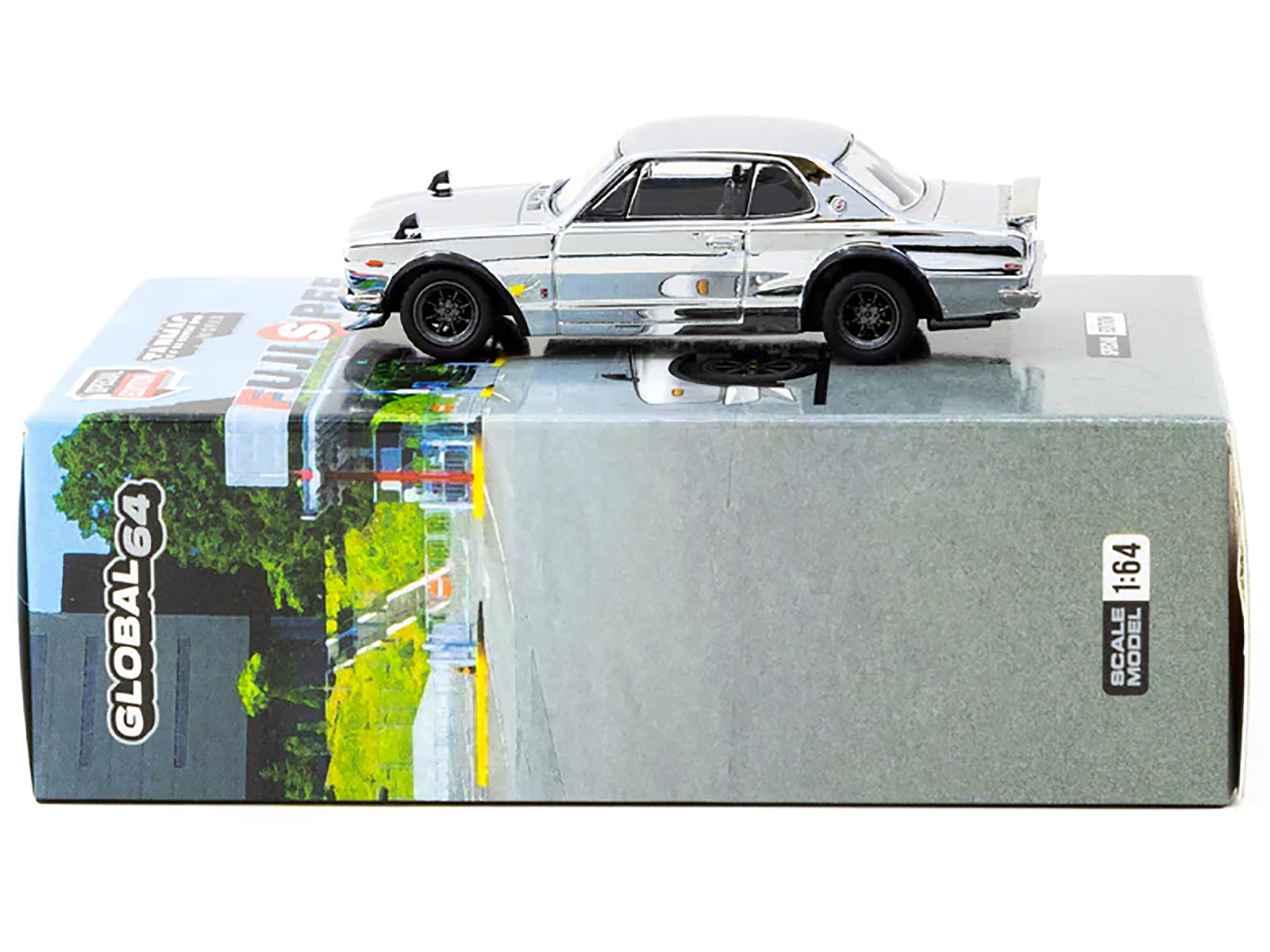 Nissan Skyline HT 2000GT-R RHD (Right Hand Drive) Silver Chrome "Japan Special Edition" "Global64" Series 1/64 Diecast Model Car by Tarmac Works-DiecastModeler.com