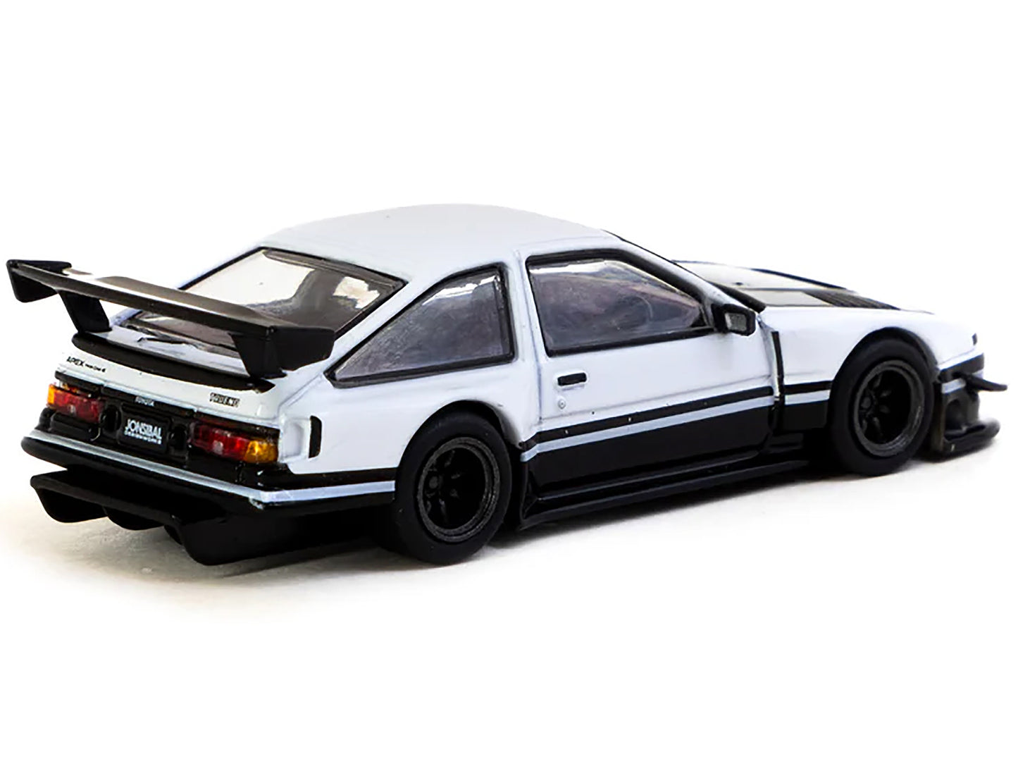 Toyota Sprinter Trueno AE86 Widebody RHD (Right Hand Drive) White and Black with Tarmac Cards "Global64" Series 1/64 Diecast Model by Tarmac Works