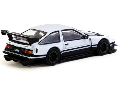 Toyota Sprinter Trueno AE86 Widebody RHD (Right Hand Drive) White and Black with Tarmac Cards "Global64" Series 1/64 Diecast Model by Tarmac Works