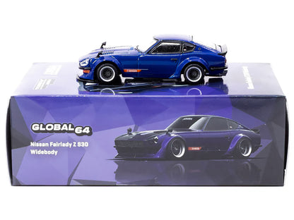 Nissan Fairlady Z S30 Widebody RHD (Right Hand Drive) "Designed by Jon Sibal" Blue Metallic "Global64" Series 1/64 Diecast Model Car by Tarmac Works-DiecastModeler.com