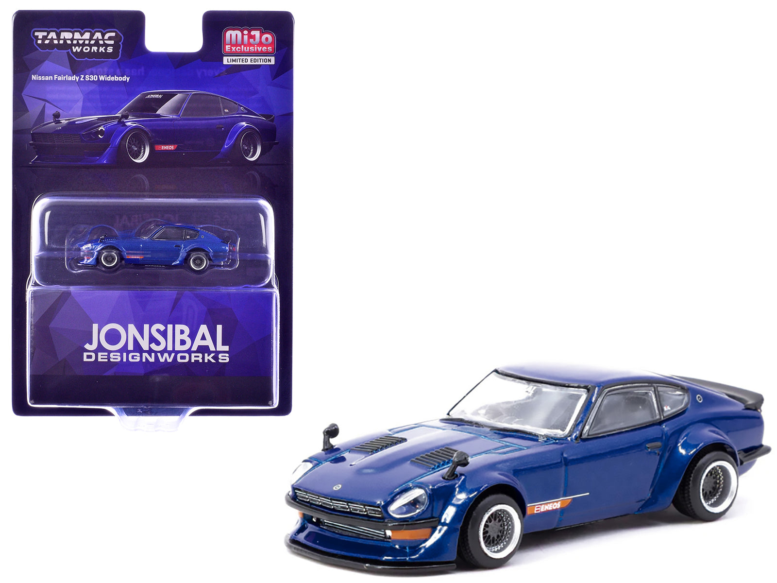 Nissan Fairlady Z S30 Widebody RHD (Right Hand Drive) "Designed by Jon Sibal" Blue Metallic "Global64" Series 1/64 Diecast Model Car by Tarmac Works-DiecastModeler.com