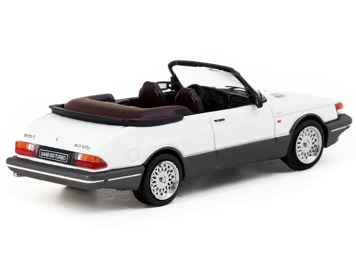 Saab 900 Turbo Convertible White and Gray "Global64" Series 1/64 Diecast Model by Tarmac Works