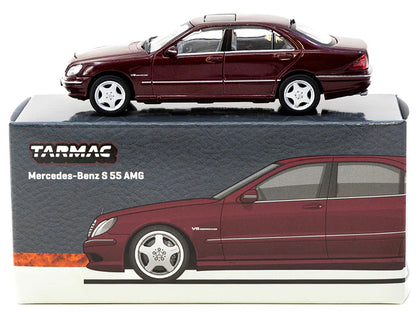 Mercedes-Benz S 55 AMG Bordeaux Red Metallic "Global64" Series 1/64 Diecast Model by Tarmac Works