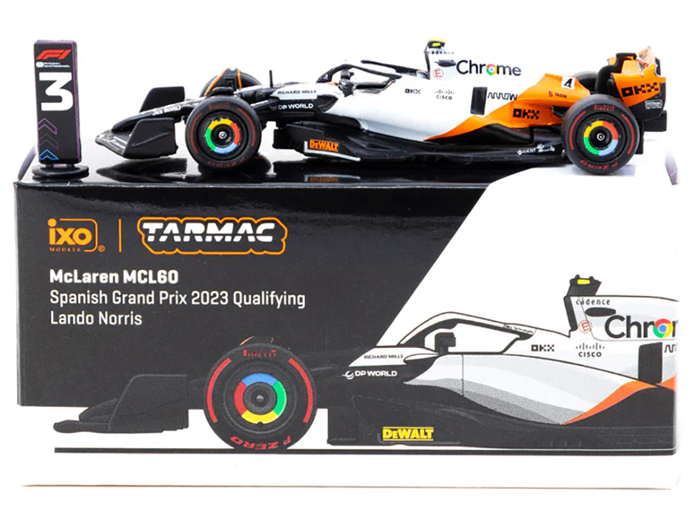 McLaren MCL60 #4 Lando Norris 3rd Place Formula One F1 "Spanish GP Qualifying" (2023) "Global64" Series 1/64 Diecast Model by Tarmac Works-DiecastModeler.com