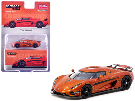 Koenigsegg Regera Orange Metallic with Black Stripes "Global64" Series 1/64 Diecast Model Car by Tarmac Works