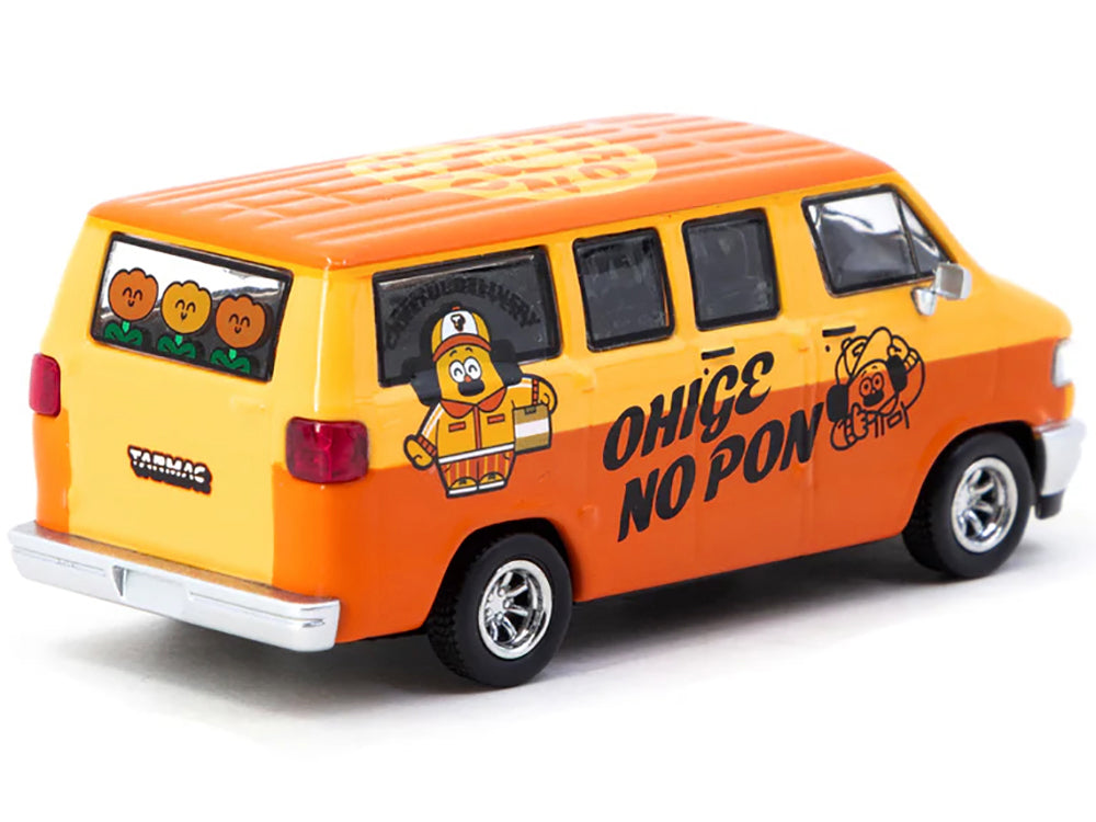 Dodge Van "Ohige no Pon" Orange Two-Tone "Global64" Series 1/64 Diecast Model by Tarmac Works-DiecastModeler.com