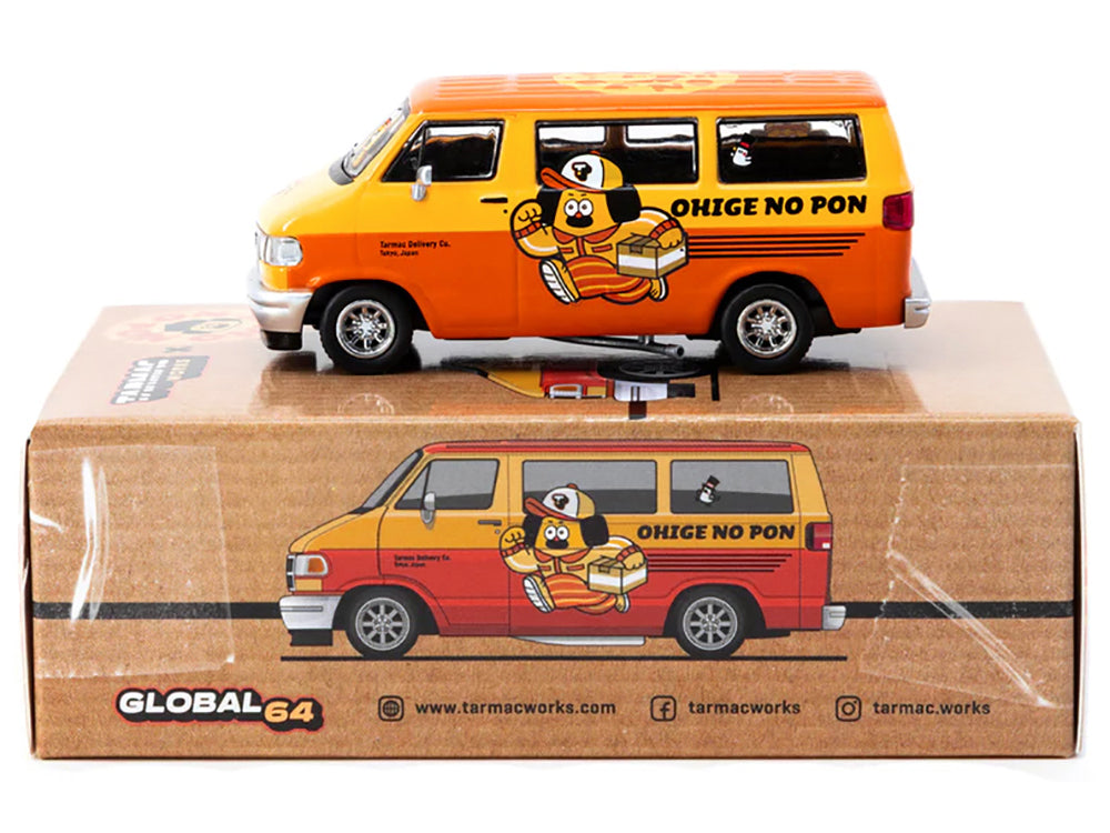 Dodge Van "Ohige no Pon" Orange Two-Tone "Global64" Series 1/64 Diecast Model by Tarmac Works-DiecastModeler.com