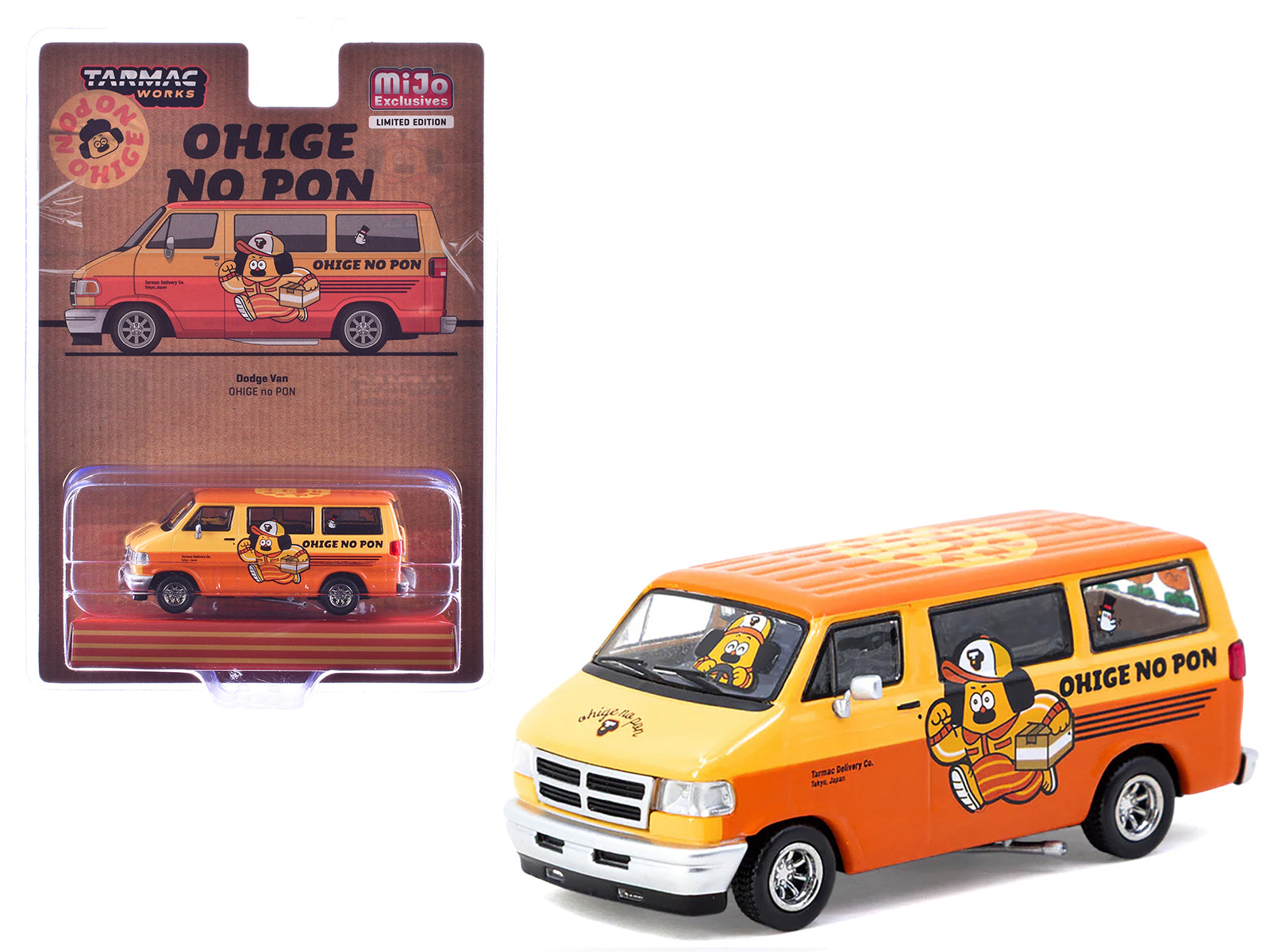 Dodge Van "Ohige no Pon" Orange Two-Tone "Global64" Series 1/64 Diecast Model by Tarmac Works-DiecastModeler.com