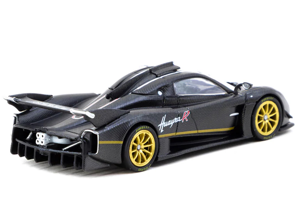 Pagani Huayra R Matt Black Carbon Fiber with Gold Wheels Limited Edition to 3552 pieces Worldwide "Global64" Series 1/64 Diecast Model by Tarmac Works-DiecastModeler.com