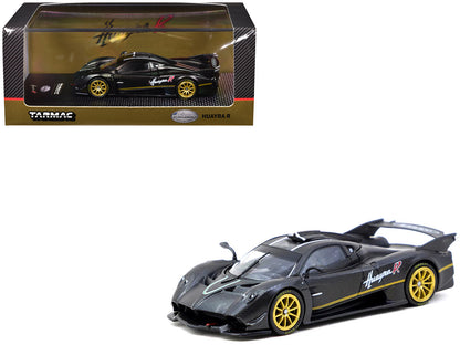 Pagani Huayra R Matt Black Carbon Fiber with Gold Wheels Limited Edition to 3552 pieces Worldwide "Global64" Series 1/64 Diecast Model by Tarmac Works-DiecastModeler.com