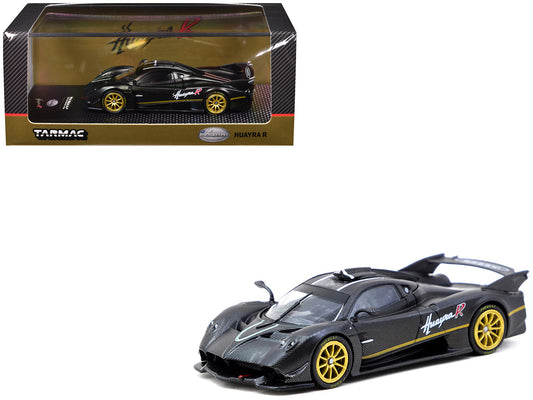 Pagani Huayra R Matt Black Carbon Fiber with Gold Wheels Limited Edition to 3552 pieces Worldwide "Global64" Series 1/64 Diecast Model by Tarmac Works-DiecastModeler.com