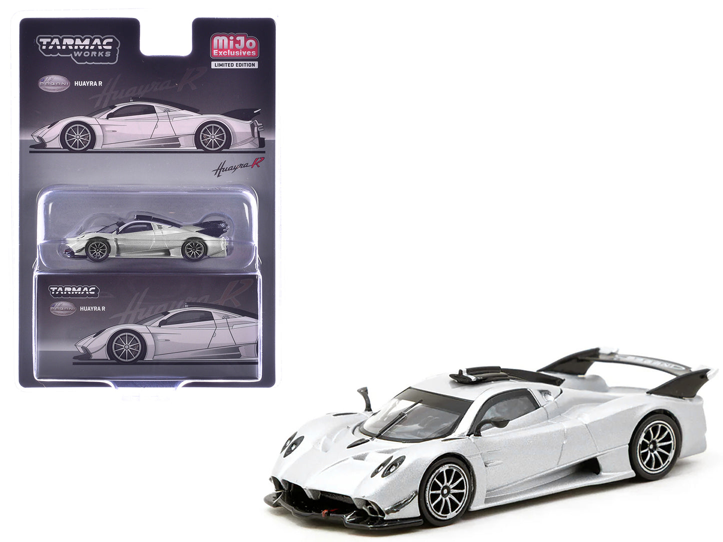 Pagani Huayra R Satin Silver Metallic "Global64" Series 1/64 Diecast Model by Tarmac Works-DiecastModeler.com