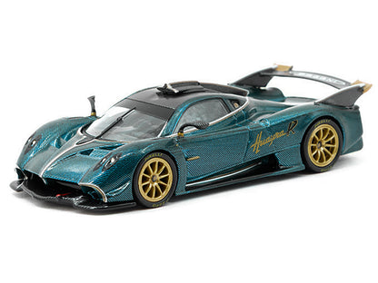 Pagani Huayra R Turquoise Carbon Fiber with Gold Wheels "Global64" Series 1/64 Diecast Model Car by Tarmac Works