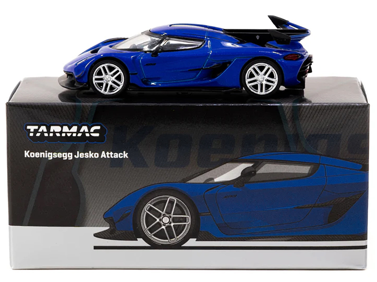 Koenigsegg Jesko Attack Blue Metallic "Global64" Series 1/64 Diecast Model by Tarmac Works - DiecastModeler.com