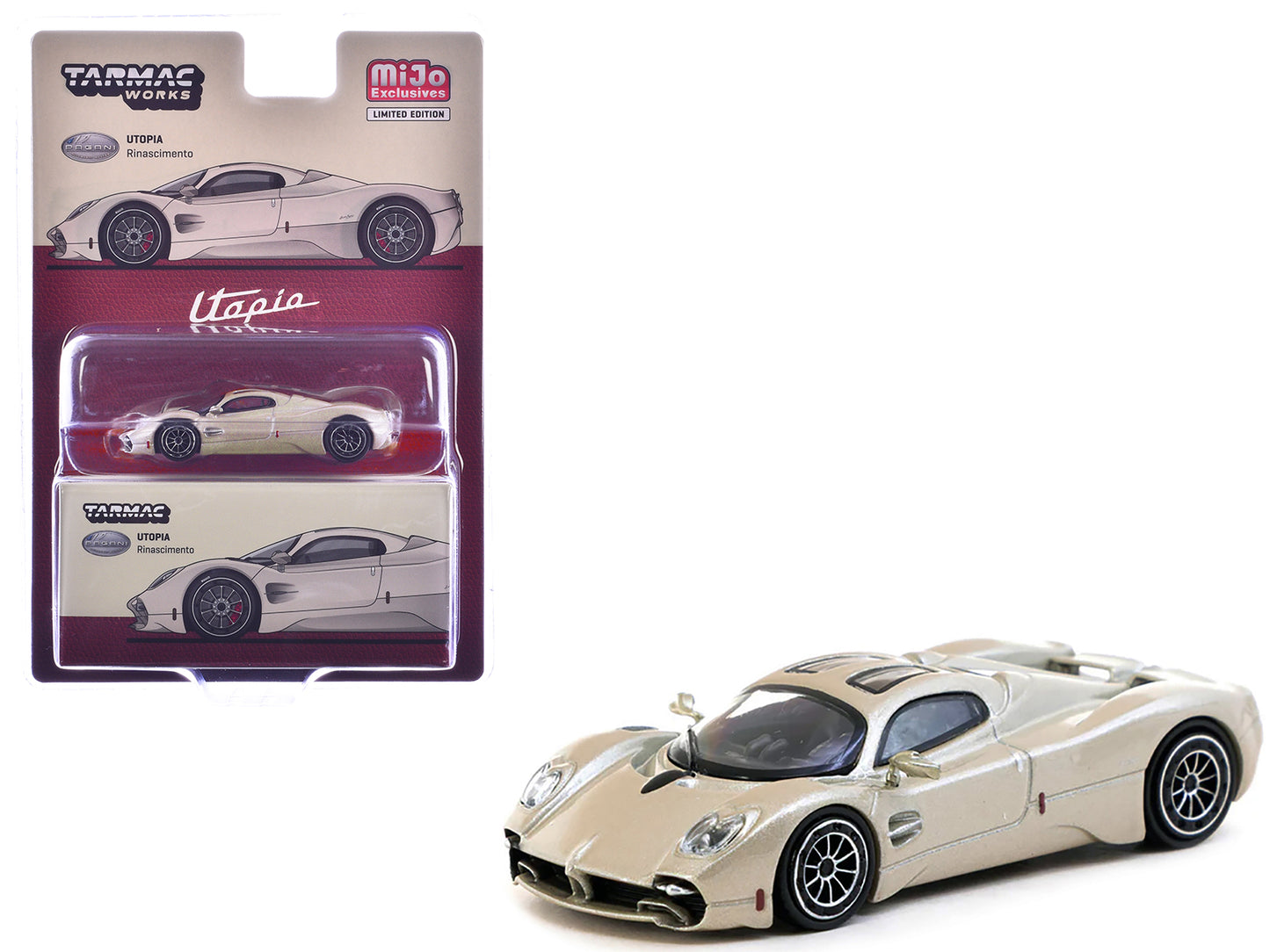 Pagani Utopia Rinascimento Silver Metallic "Global64" Series 1/64 Diecast Model by Tarmac Works-DiecastModeler.com