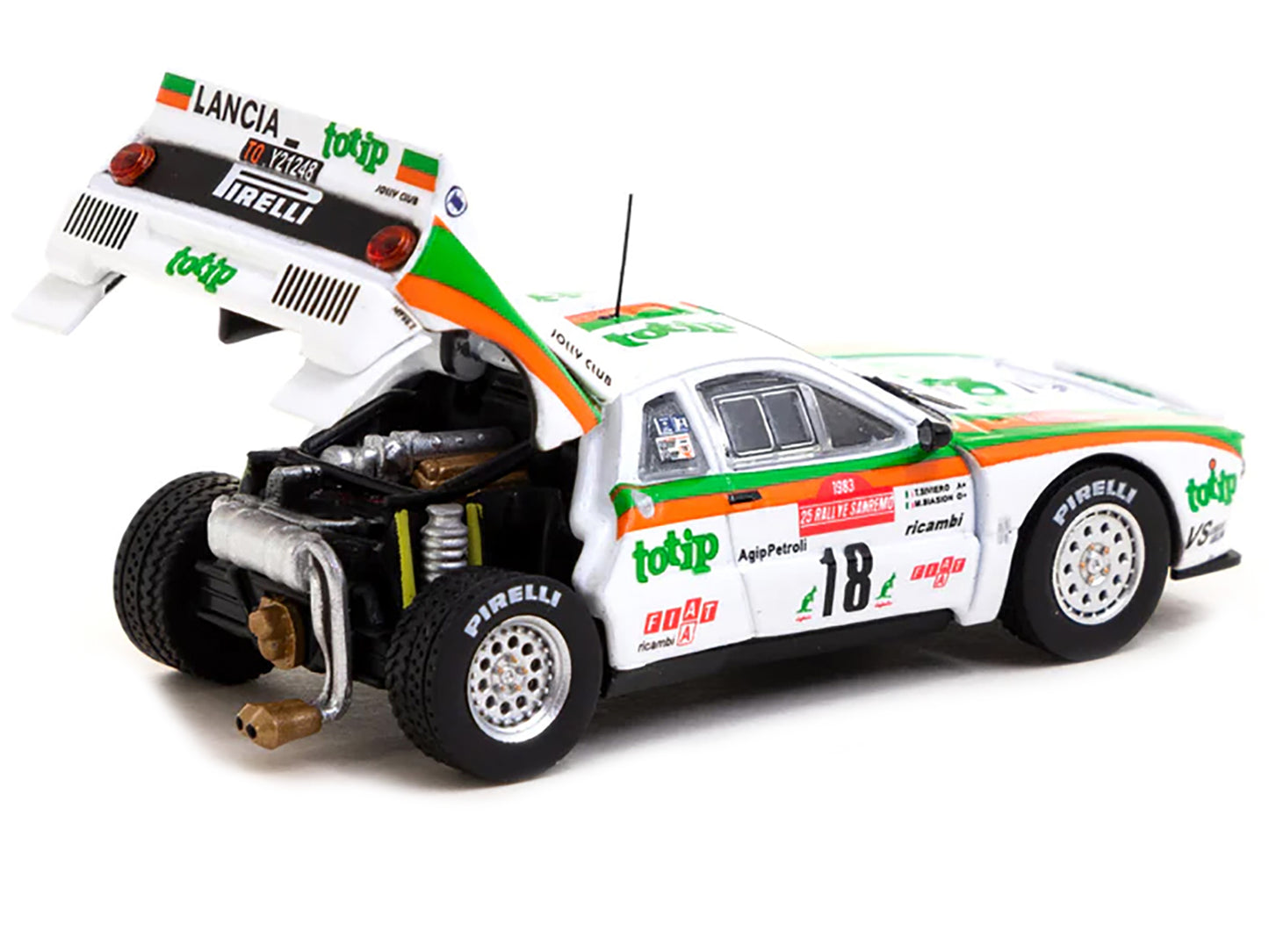 Lancia 037 Rally #18 Miki Biasion - Tiziano Siviero "Rallye Sanremo" (1983) "Hobby64" Series 1/64 Diecast Model Car by Tarmac Works-DiecastModeler.com