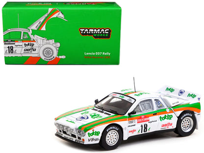 Lancia 037 Rally #18 Miki Biasion - Tiziano Siviero "Rallye Sanremo" (1983) "Hobby64" Series 1/64 Diecast Model Car by Tarmac Works-DiecastModeler.com