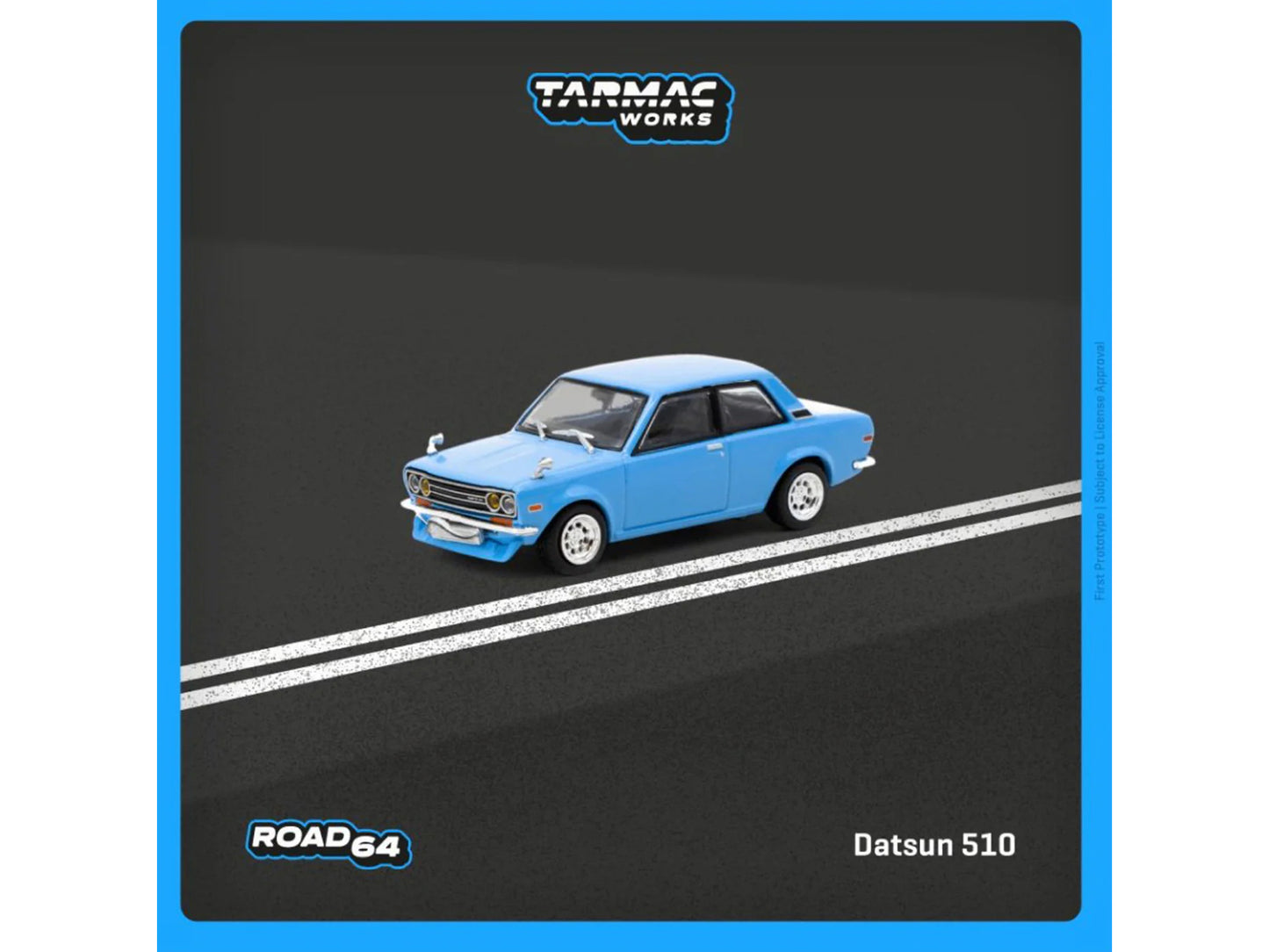 Datsun 510 Light Blue "Road64" Series 1/64 Diecast Model Car by Tarmac Works-DiecastModeler.com