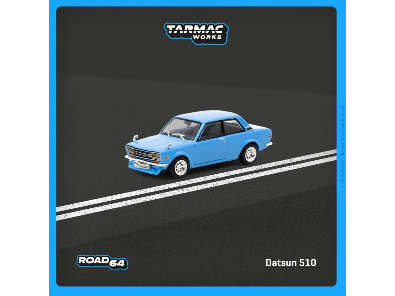 Datsun 510 Light Blue "Road64" Series 1/64 Diecast Model Car by Tarmac Works-DiecastModeler.com