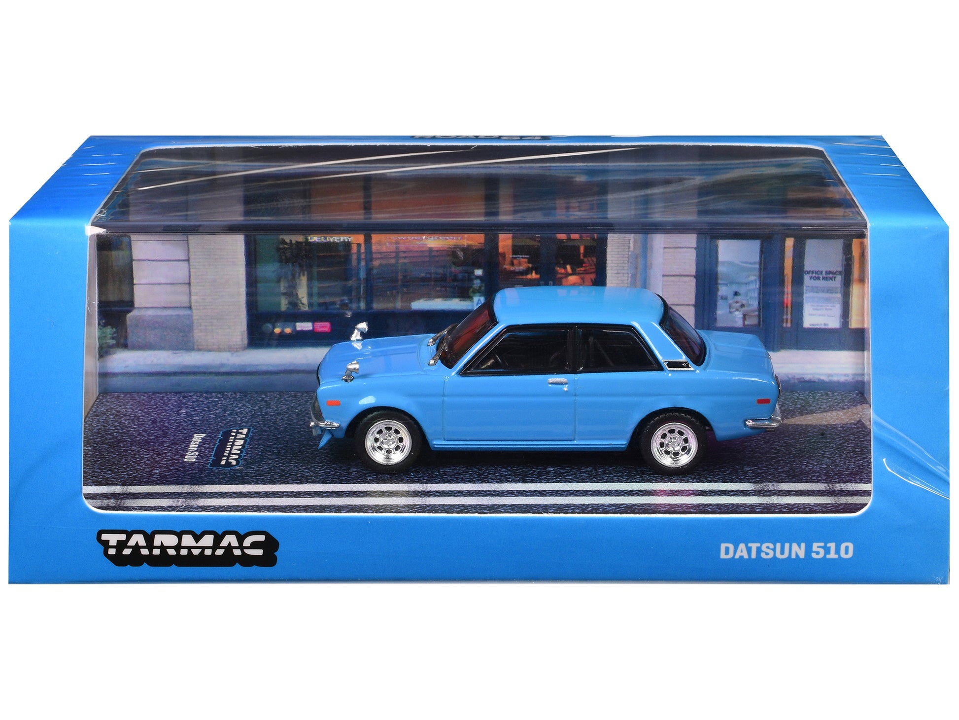 Datsun 510 Light Blue "Road64" Series 1/64 Diecast Model Car by Tarmac Works-DiecastModeler.com