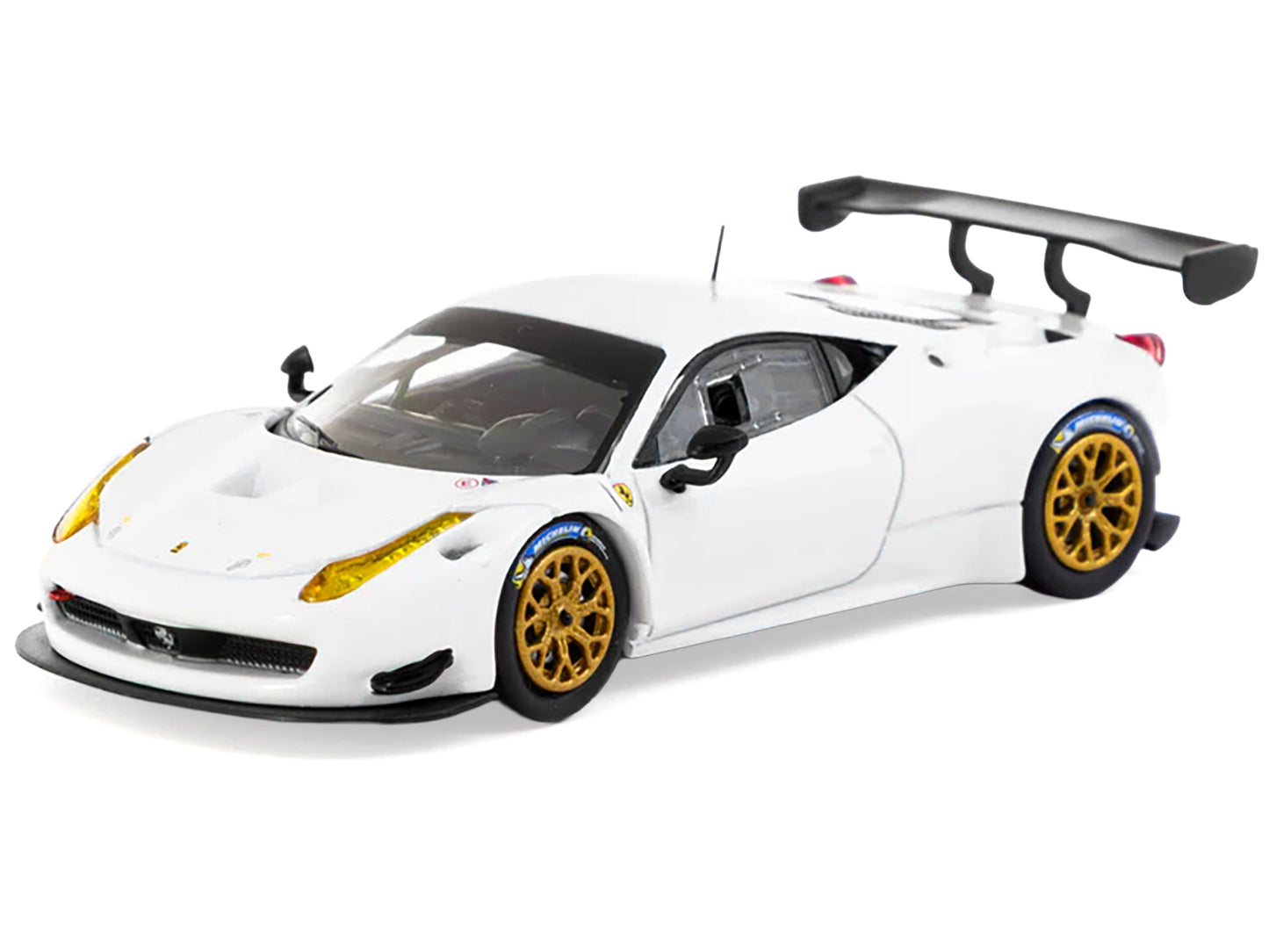 Ferrari 458 Italia GT3 White with Gold Wheels "Road64" Series 1/64 Diecast Model Car by Tarmac Works-DiecastModeler.com