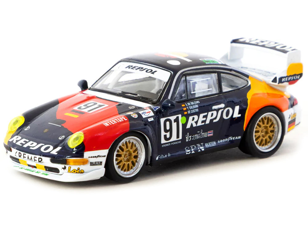 Porsche 911 GT2 #91 Tomas Saldana - Miguel Angel de Castro - Prince Alfonso de Orleans-Borbon "Kremer Racing - Repsol" "24 Hours of Le Mans" (1995) "Collab64" Series 1/64 Diecast Model Car by Schuco & Tarmac Works