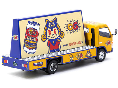 Mitsubishi Fuso Canter Mobile Ad Truck RHD (Right Hand Drive) "OG Beer" Yellow with Graphics "Truck64" Series 1/64 Diecast Model Car by Tarmac Works-DiecastModeler.com