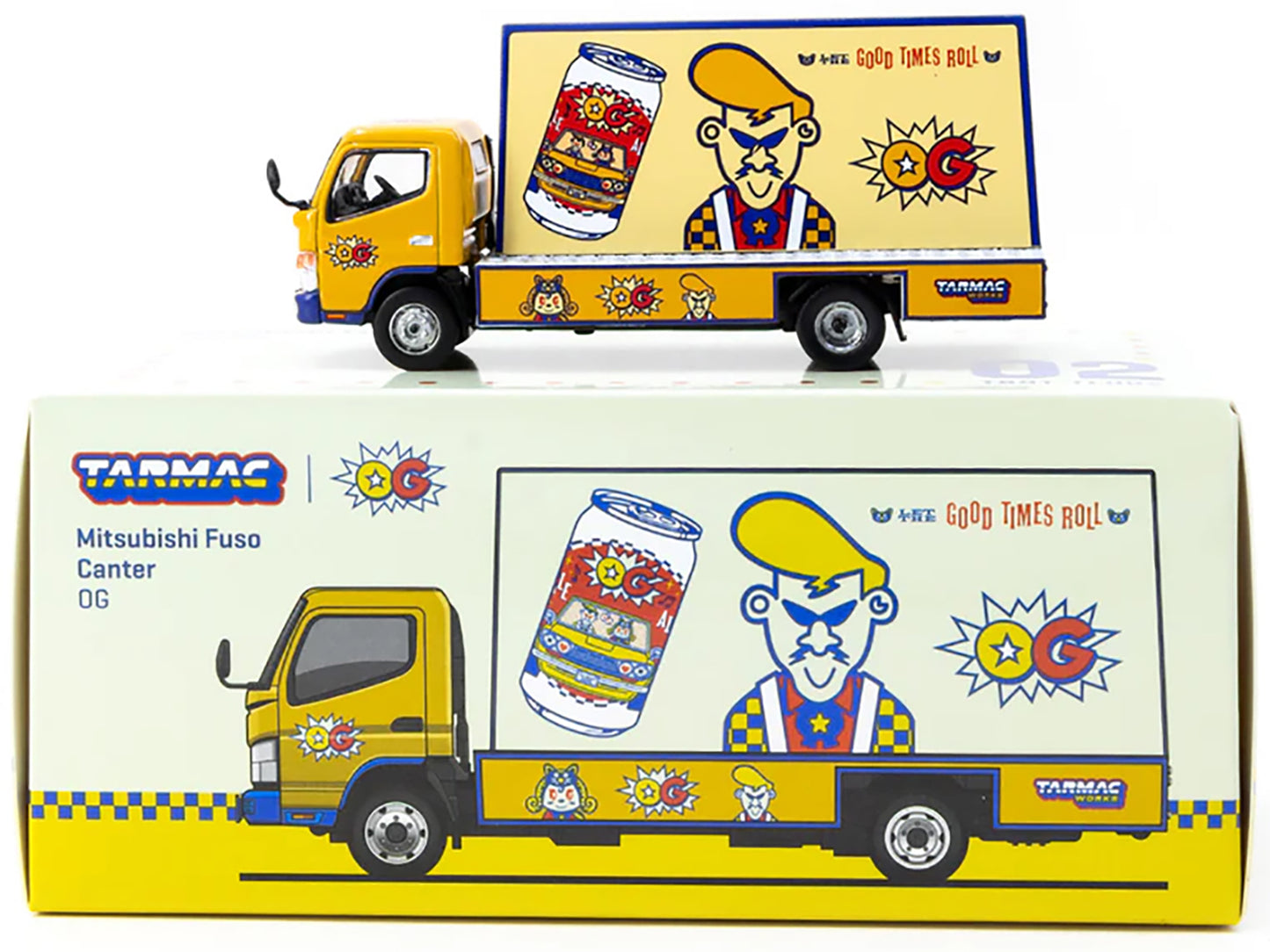 Mitsubishi Fuso Canter Mobile Ad Truck RHD (Right Hand Drive) "OG Beer" Yellow with Graphics "Truck64" Series 1/64 Diecast Model Car by Tarmac Works-DiecastModeler.com
