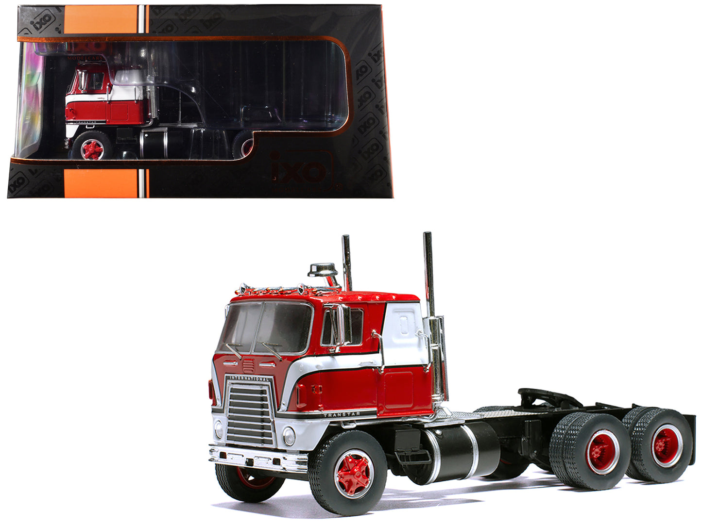 1965 International Transtar COE Truck Tractor Red with White Stripes 1/43 Diecast Model by IXO Models