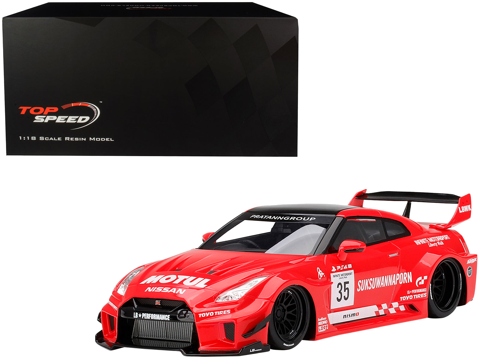 Nissan 35GT-RR Ver. 1 LB-Silhouette WORKS GT RHD (Right Hand Drive) #35 Infinite Motorsport 1/18 Model Car by Top Speed-DiecastModeler.com