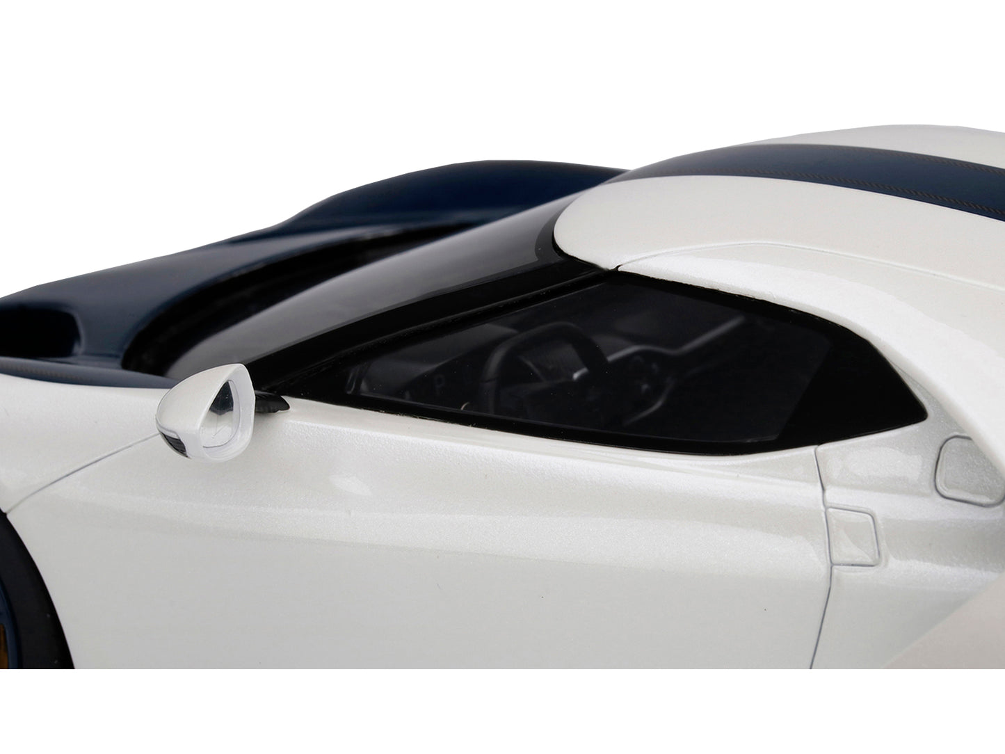 Ford GT "1964 Prototype Heritage Edition" White with Dark Blue Hood and Stripe 1/18 Model Car by Top Speed