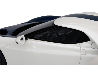 Ford GT "1964 Prototype Heritage Edition" White with Dark Blue Hood and Stripe 1/18 Model Car by Top Speed