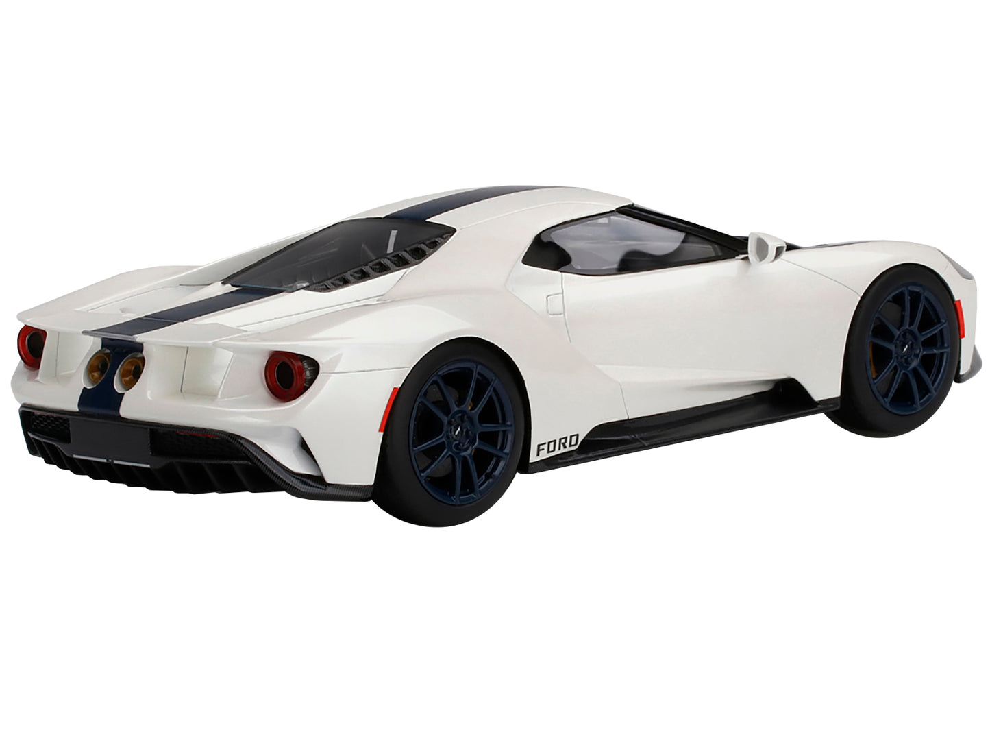 Ford GT "1964 Prototype Heritage Edition" White with Dark Blue Hood and Stripe 1/18 Model Car by Top Speed