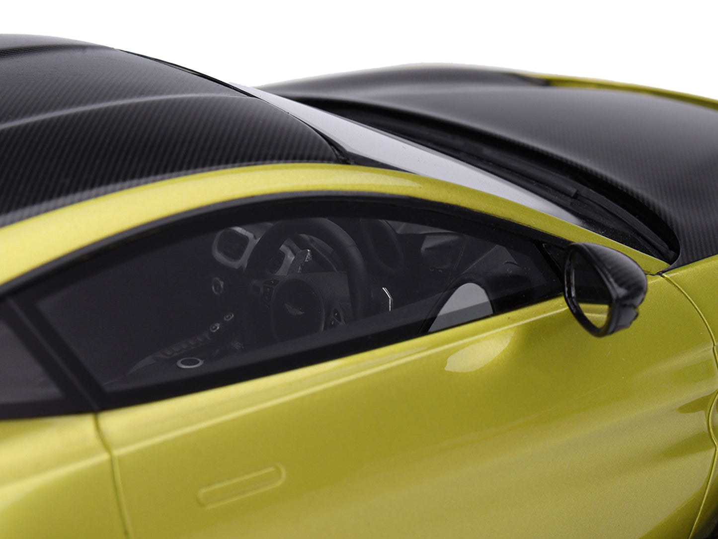 2022 Aston Martin V12 Vantage RHD (Right Hand Drive) Cosmopolitan Yellow with Black Hood and Top 1/18 Model Car by Top Speed-DiecastModeler.com