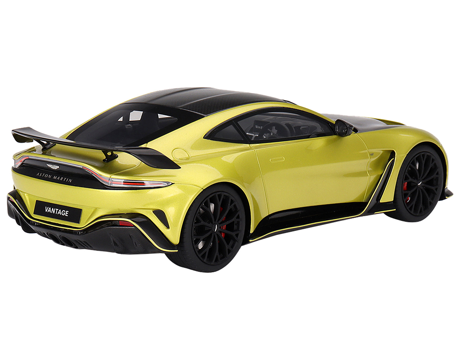 2022 Aston Martin V12 Vantage RHD (Right Hand Drive) Cosmopolitan Yellow with Black Hood and Top 1/18 Model Car by Top Speed-DiecastModeler.com