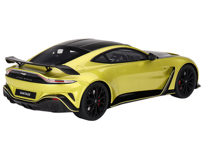 2022 Aston Martin V12 Vantage RHD (Right Hand Drive) Cosmopolitan Yellow with Black Hood and Top 1/18 Model Car by Top Speed-DiecastModeler.com