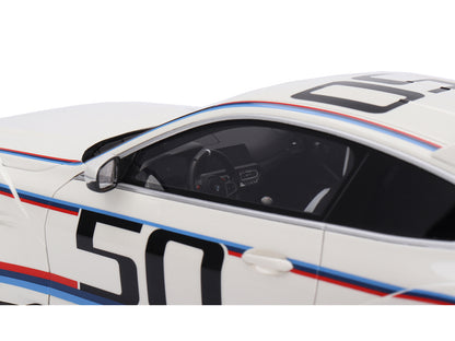 BMW M4 3.0 CSL #50 White with Blue and Red Stripes 1/18 Model Car by Top Speed