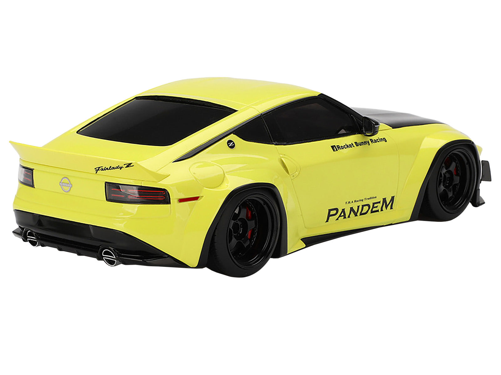 Nissan Z (RZ34) "Pandem" Ikazuchi Yellow with Matt Black Hood 1/18 Model Car by Top Speed-DiecastModeler.com