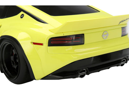 Nissan Z (RZ34) "Pandem" Ikazuchi Yellow with Matt Black Hood 1/18 Model Car by Top Speed-DiecastModeler.com